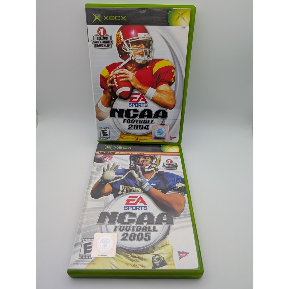 NCAA Football 2004 & 2005 (Microsoft Xbox, 2004) Complete CIB Near Mint Discs